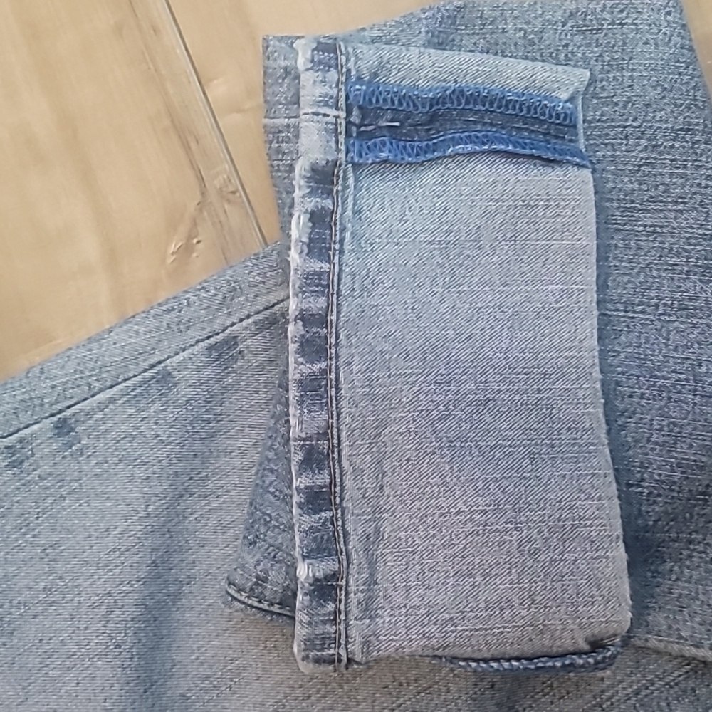 Calvin Klein Capri blue jeans size 12 distressed 5 pocket denim customized - Picture 6 of 11